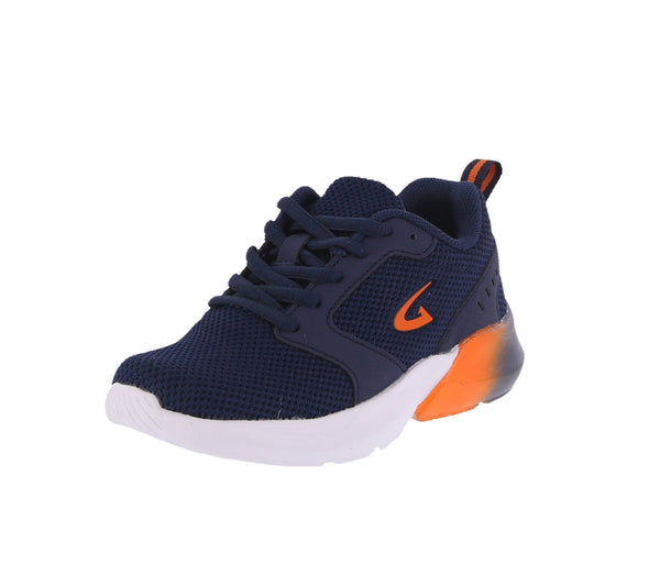 KID'S SHOES NAVY/ORANGE FABRIC TENNIS SNEAKERS 4127K