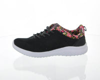 WOMAN'S SHOES BLACK MESH FABRIC FLOWER TENNIS SNEAKERS 6302L