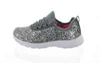 KID'S SHOES DARK GRAY GLITTER TENNIS SNEAKERS 6340K