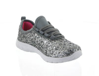 KID'S SHOES DARK GRAY GLITTER TENNIS SNEAKERS 6340K