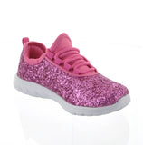 KID'S SHOES FUCHSIA GLITTER TENNIS SNEAKERS 6340K