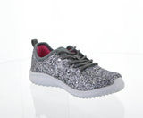 WOMAN'S SHOES TENNIS DK GRAY GLITTER SNEAKERS 6341L