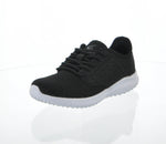 WOMAN'S SHOES BLACK MESH/PU TENNIS SNEAKERS 6373L