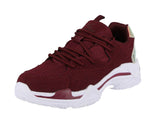 WOMAN'S SHOES BURGUNDY MESH/SUEDE TENNIS SNEAKERS 6638L