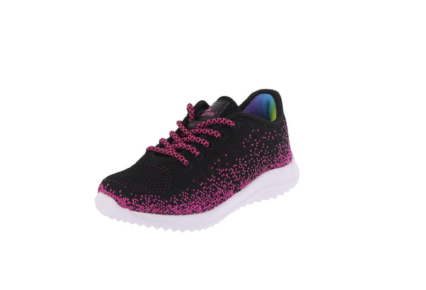 KID'S SHOES BLACK/FUCHSIA MESH/FABRIC TENNIS SNEAKERS 6974K