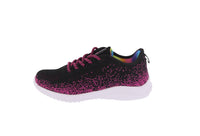 KID'S SHOES BLACK/FUCHSIA MESH/FABRIC TENNIS SNEAKERS 6974K