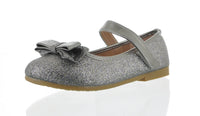 KIDS SHOES DK GRAY GLITTER FLATS 782K