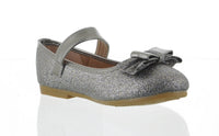 KIDS SHOES DK GRAY GLITTER FLATS 782K