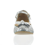 KID'S SHOES SILVER GLITTER HEELS 786K