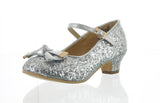 KID'S SHOES SILVER GLITTER HEELS 786K