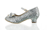 KID'S SHOES SILVER GLITTER HEELS 786K