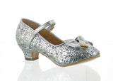 KID'S SHOES SILVER GLITTER HEELS 786K