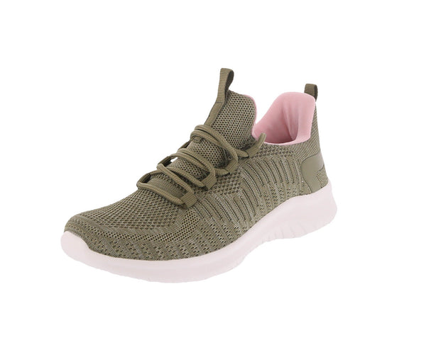 WOMAN'S SHOES OLIVE MESH/FABRIC TENNIS SNEAKERS 7943L