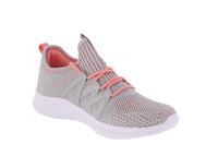 WOMAN'S SHOES LIGTH GRAY/CORAL MESH/FABRIC TENNIS SNEAKERS 7945L