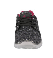 KID'S SHOES GREY FUCHSIA MESH GLITTER TENNIS SNEAKERS 978K