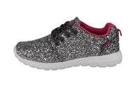 KID'S SHOES GREY FUCHSIA MESH GLITTER TENNIS SNEAKERS 978K