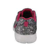 KID'S SHOES GREY FUCHSIA MESH GLITTER TENNIS SNEAKERS 978K