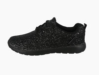 WOMAN'S SHOES BLACK GLITTER TENNIS SNEAKERS 978L