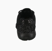 WOMAN'S SHOES BLACK GLITTER TENNIS SNEAKERS 978L