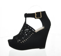 WOMAN'S SHOES BLACK SUEDE WEDGE ABELLA-3