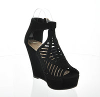 WOMAN'S SHOES BLACK SUEDE WEDGE ABELLA-3