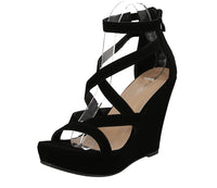 WOMAN'S SHOES BLACK SUEDE WEDGE ABELLA-66