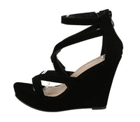 WOMAN'S SHOES BLACK SUEDE WEDGE ABELLA-66