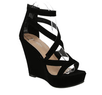 WOMAN'S SHOES BLACK SUEDE WEDGE ABELLA-66