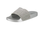 WOMAN'S SHOES SILVER GLITTER PU LEATHER SANDALS ABIE-06