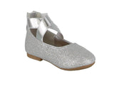 KID'S SHOES SILVER GLITTER FLATS ACE-6A