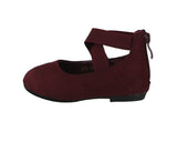 KID'S SHOES WINE SUEDE FLATS ACE-6A