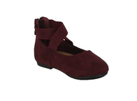 KID'S SHOES WINE SUEDE FLATS ACE-6A