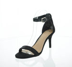 WOMAN'S SHOES BLACK PU SUEDE GLITTER HEELS ADDIE-25