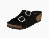 WOMAN'S SHOES BLACK SUEDE SANDALS AHANA-02