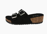 WOMAN'S SHOES BLACK SUEDE SANDALS AHANA-02