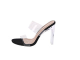 WOMAN'S SHOES BLACK NUB/CLEAR  HEELS ALDER-1