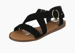 WOMAN'S SHOES BLACK SUEDE SANDALS ALICK-01