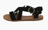 WOMAN'S SHOES BLACK SUEDE SANDALS ALICK-01