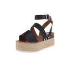 WOMAN'S SHOES BLACK PU WEDGE SANDAL ALPINE