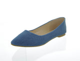 WOMAN'S SHOES BLUE DENIM SUEDE FLATS ANGIE-53