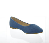 WOMAN'S SHOES BLUE DENIM SUEDE FLATS ANGIE-53