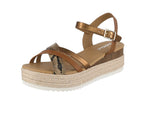 WOMAN'S SHOES TAN MULTI PU LEATHER WEDGE SANDAL ANITA