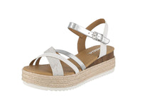 WOMAN'S SHOES WHITE SNAKE MULTI PU LEATHER WEDGE SANDAL ANITA