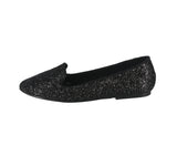 KID'S SHOES BLACK PU LEATHER GLITTER FLATS ANNA-78K