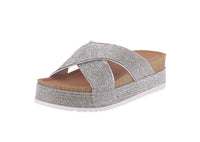 WOMAN'S SHOES SILVER GLITTER WEDGE SANDAL APOLLO-1