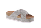 WOMAN'S SHOES SILVER GLITTER WEDGE SANDAL APOLLO-1