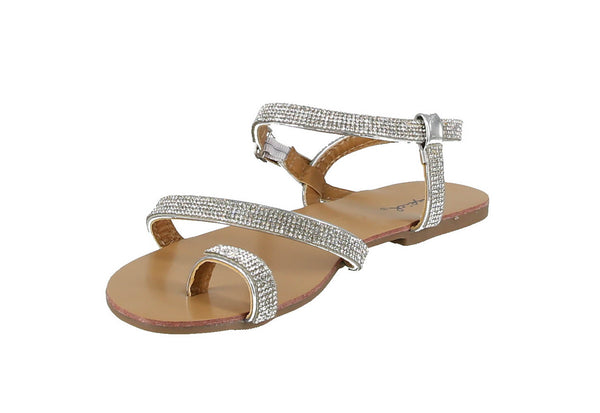 WOMAN'S SHOES SILVER SHINY METALLIC GLITTER SANDALS ARCHER-561