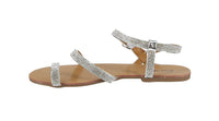 WOMAN'S SHOES SILVER SHINY METALLIC GLITTER SANDALS ARCHER-561