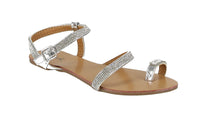 WOMAN'S SHOES SILVER SHINY METALLIC GLITTER SANDALS ARCHER-561