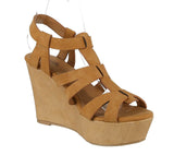 WOMAN'S SHOES CAMEL PU LEATHER WEDGE ARDOR-185